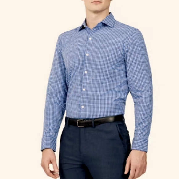 Ministry of Supply Gemini Blue Check Woven Button Down Shirt Size XXL NWT - Picture 2 of 12